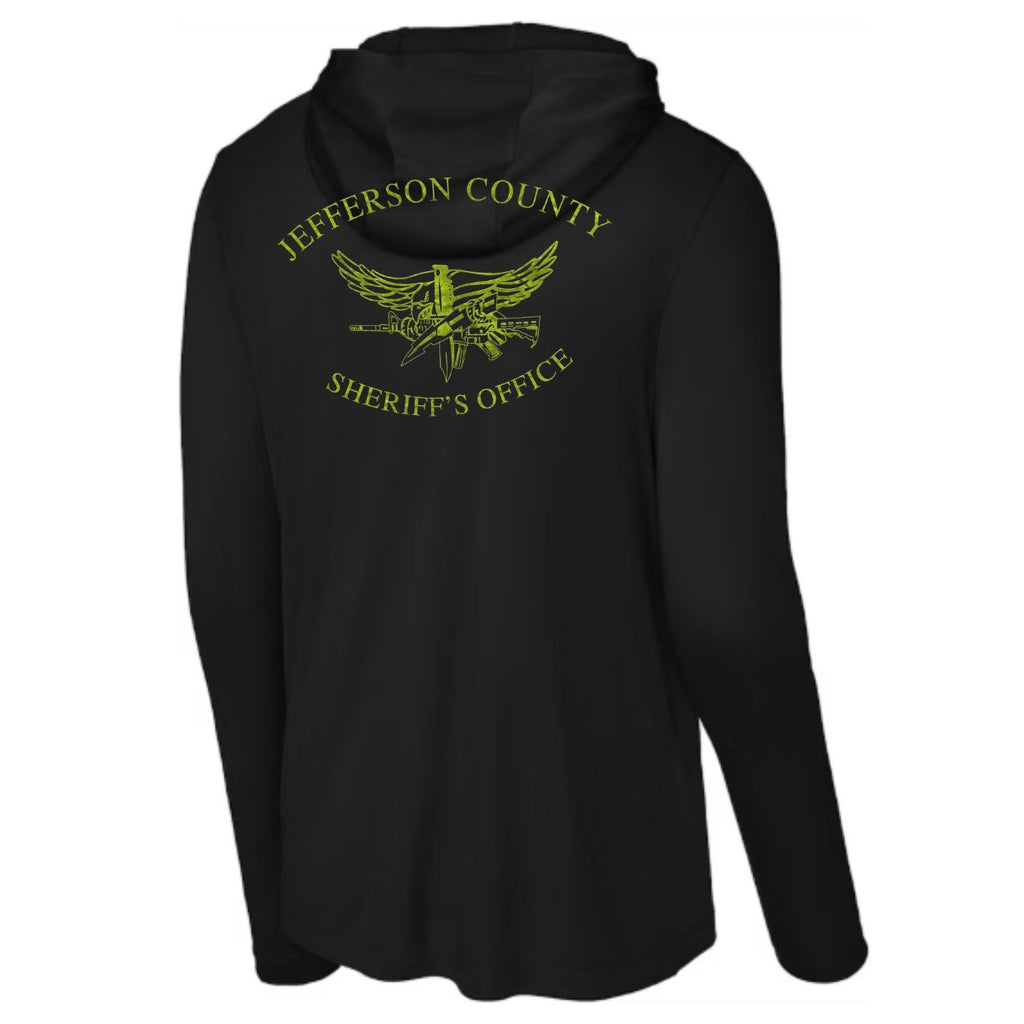 Jeff. Co. Black Lightweight hooded Long sleeve