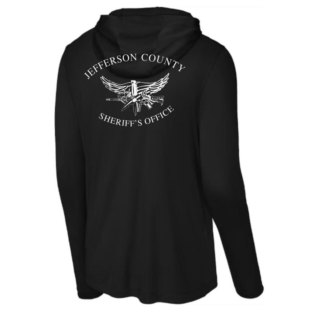 Jeff. Co. Black Lightweight hooded Long sleeve