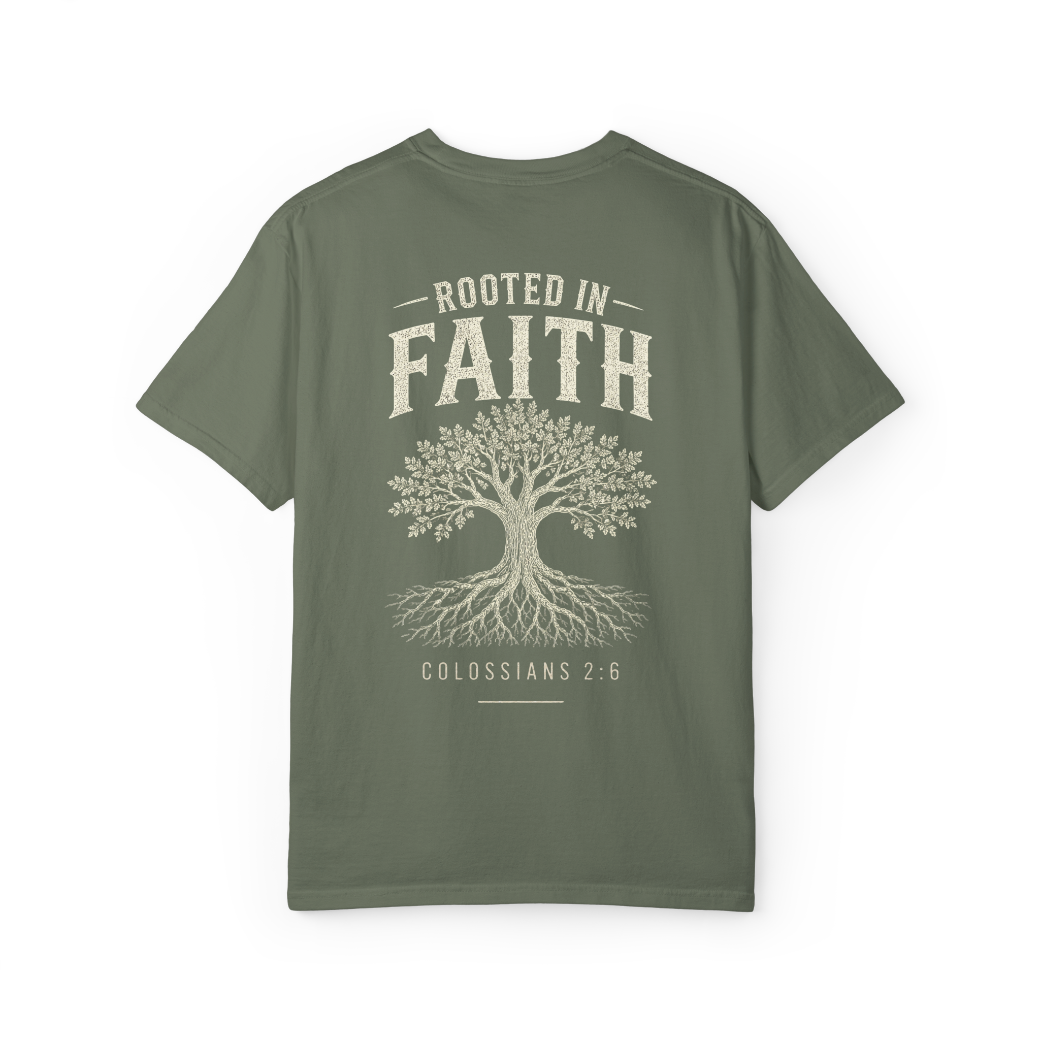Rooted in Faith Christian T-Shirt | Colossians 2:6 | Comfort Colors