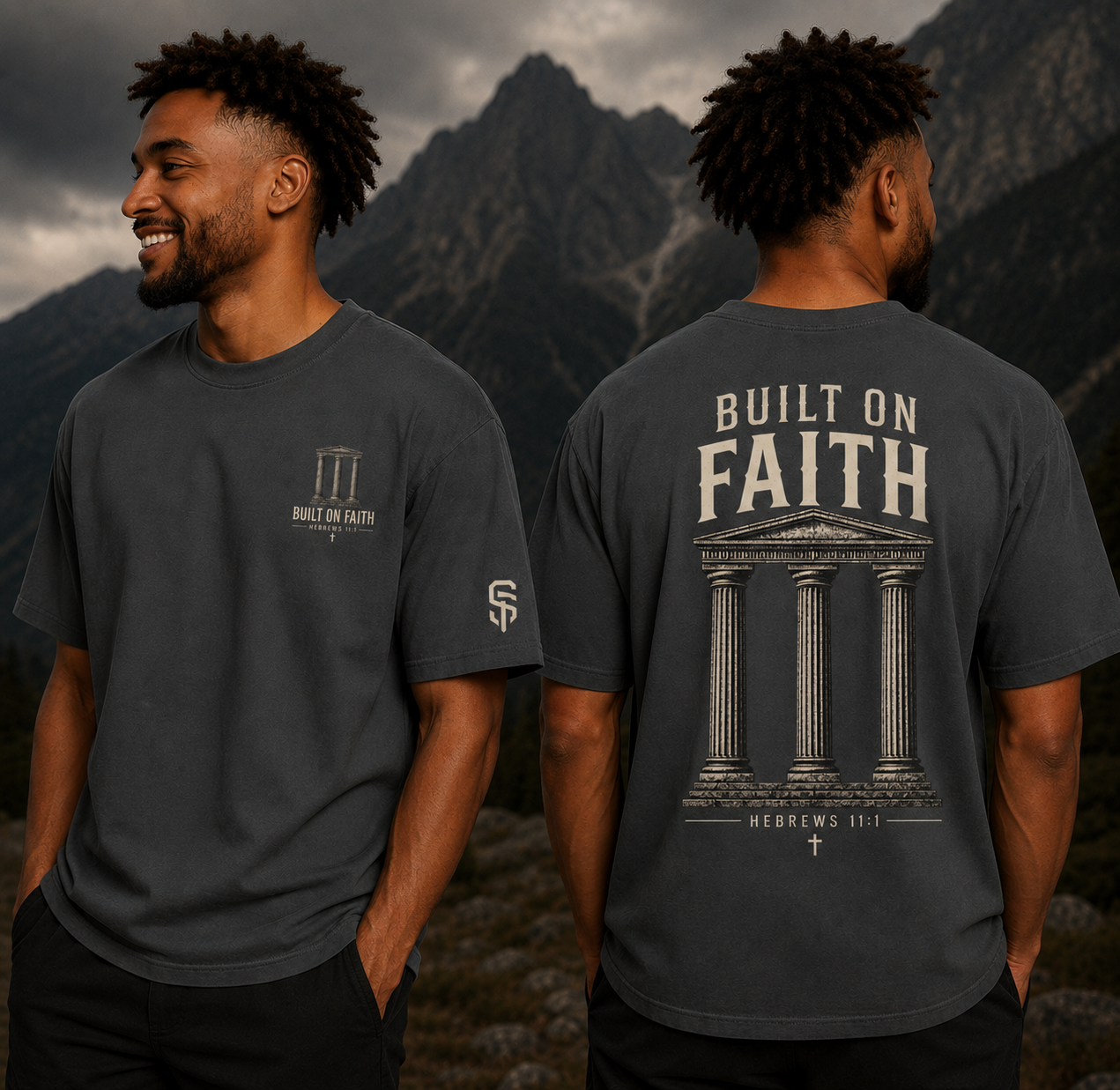 Built on Faith Christian T-Shirt | Hebrews 11:1 | Comfort Colors