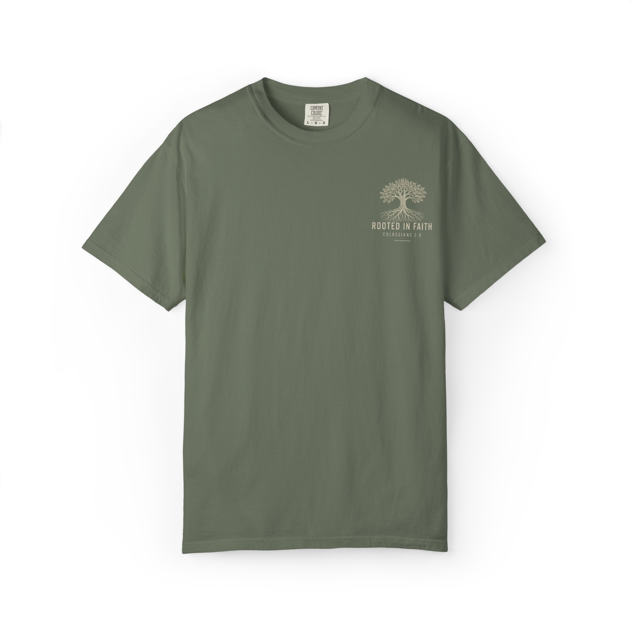 Rooted in Faith Christian T-Shirt | Colossians 2:6 | Comfort Colors